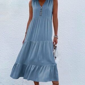 SLEEVELESS A-LINE MIDI DRESS